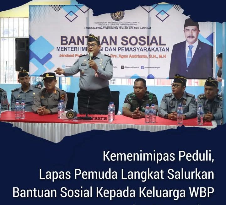 Lapas Kelas III Pemuda Langkat Salurkan Bantuan Sosial Dari Menteri Imigrasi Pemasyarakatan Kepada Keluarga WBP Dan Juga Masyarakat Kurang Mampu Disekitar Lapas