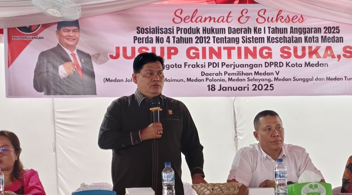 Jusuf Ginting Suka Gelar Sosialisasi Perda Sistem Kesehatan, Warga Antusias Hadiri Meskipun Hujan Deras