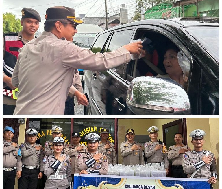 Momen Ramadhan, Kapolres Toba Berbagi Takjil Pada Pengendara dan Masyarakat dan Himbau Tertib Berlalulintas