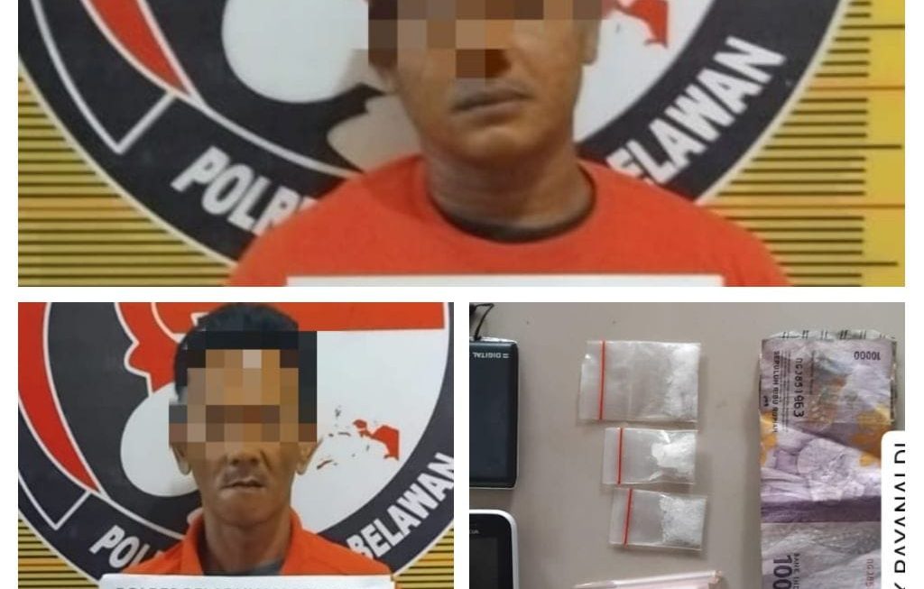 Sat Narkoba Polres Pelabuhan Belawan Tangkap Dua Pengedar Narkoba di Desa Kota Datar