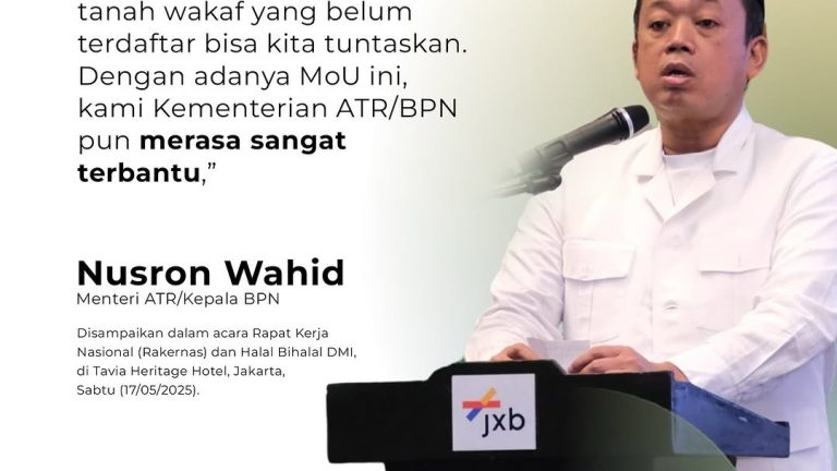 Teken MoU dengan DMI, Menteri Nusron Komitmen Tuntaskan Sertipikasi Tanah Wakaf dalam Lima Tahun