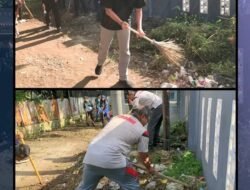Petugas dan Warga Binaan Rutan Pangkalan Brandan Gotong Royong Bersihkan Lingkungan